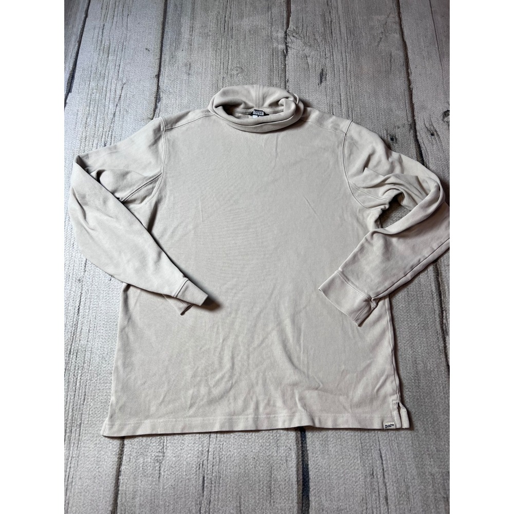 Duluth Trading Co Turtleneck Top Women M Beige Long Sleeve Cotton Standard Fit
